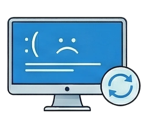 Иллюстрация синего экрана смерти и перезагрузок