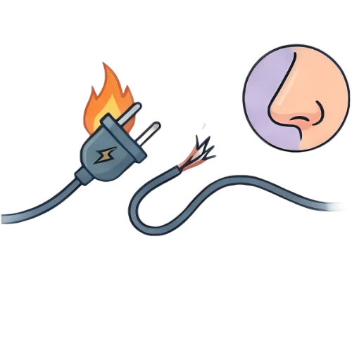 Иллюстрация странных звуков и запаха гари от компьютера